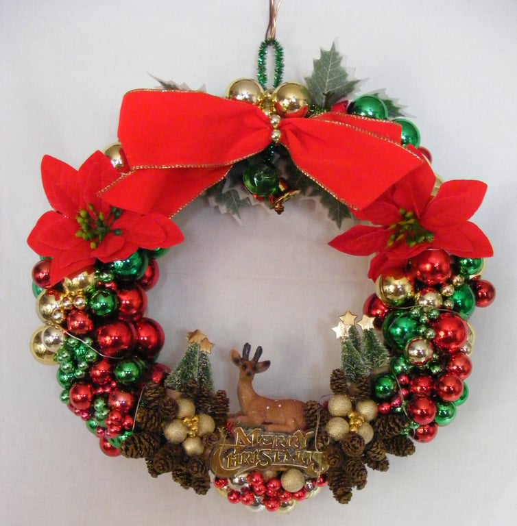 Handmade Christmas Wreath with Lights.