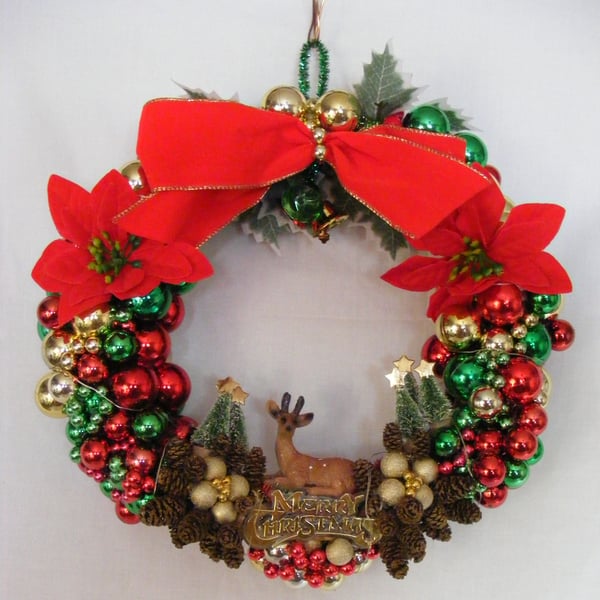 Handmade Christmas Wreath with Lights.