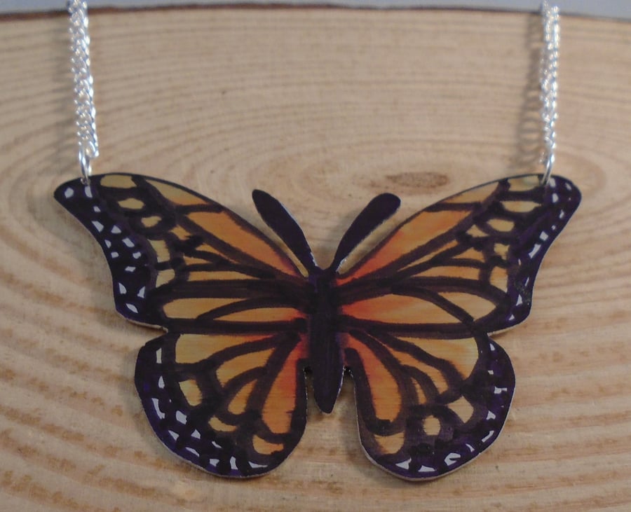 Anodised Aluminium Monarch Butterfly Necklace AAN041901