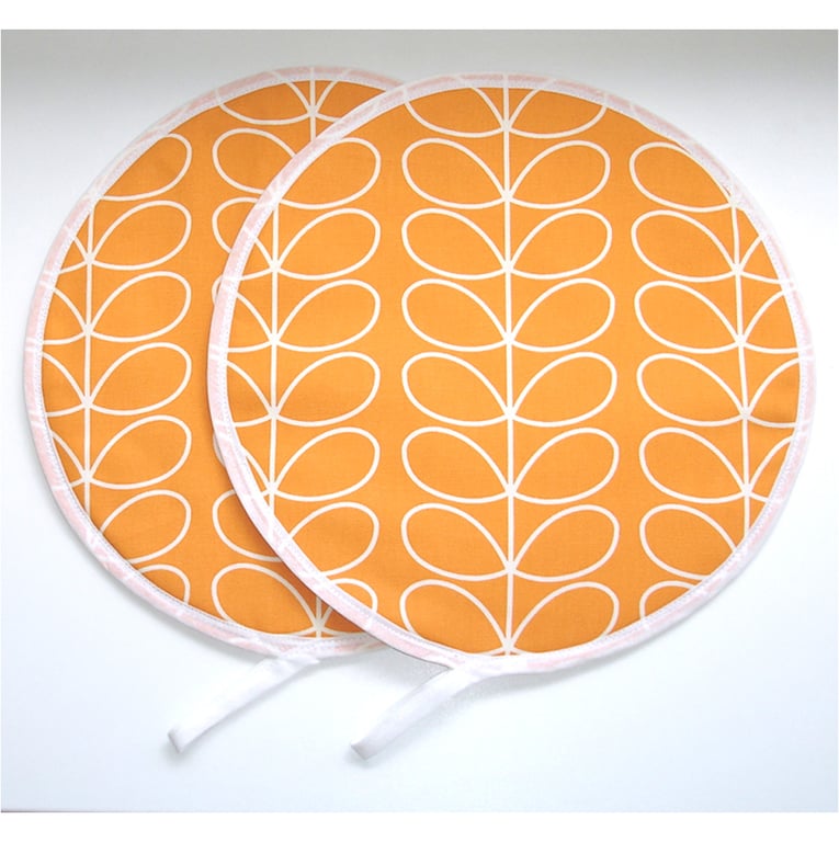 Aga Hob Lid Mat Pad Covers Pair of With Loop Surface Saver Orange x 2