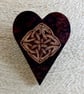 Pyrography Celtic knotwork folk heart brooch - Image 2