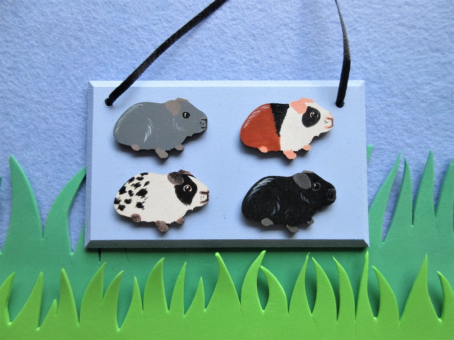 Guinea Pig Mini Picture Hanging Decoration Wooden Plaque 