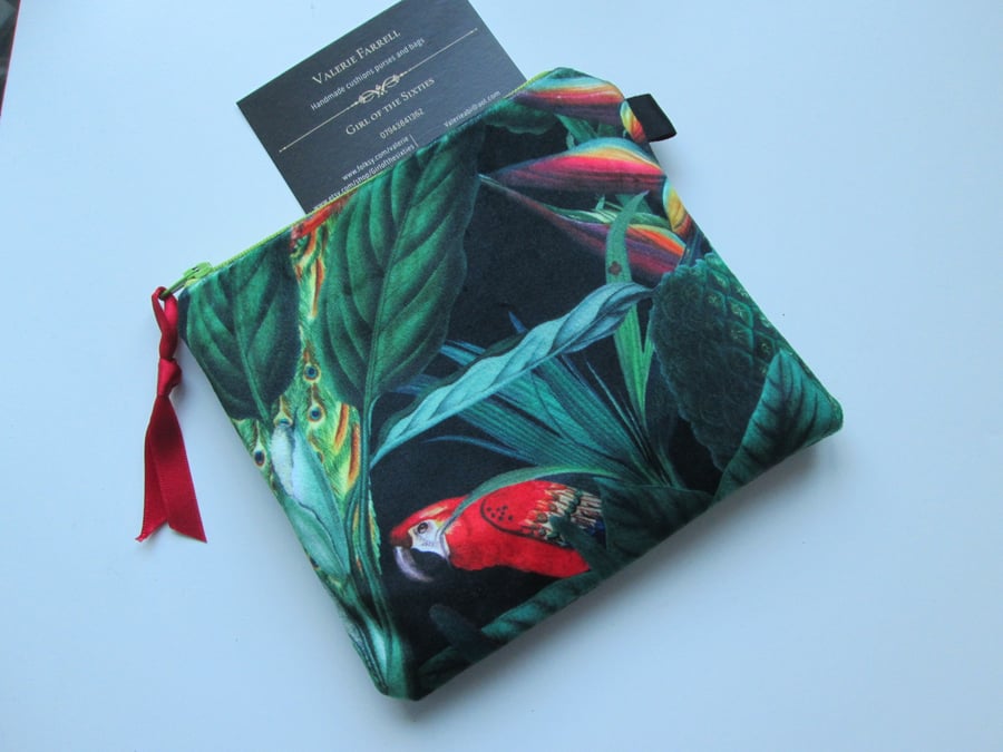 Green Jungle Printed Velvet  Coin Purse