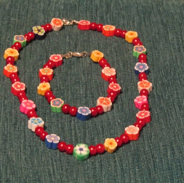 Children's Flower Clay Beads Jewellery Set
