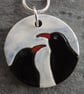 Handmade Ceramic Choughs pendant - Image 1