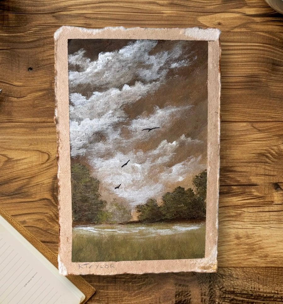 Original acrylic landscape painting, vintage style painting, wall art, small lan