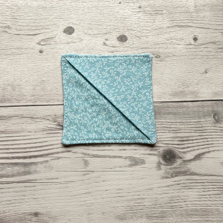 Duck egg ditsy floral cotton fabric corner bookmark. Book lovers gift. 
