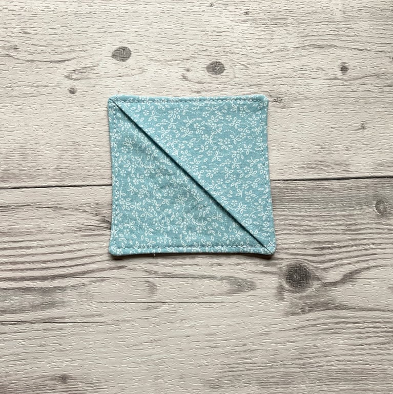Duck egg ditsy floral cotton fabric corner bookmark. Book lovers gift. 