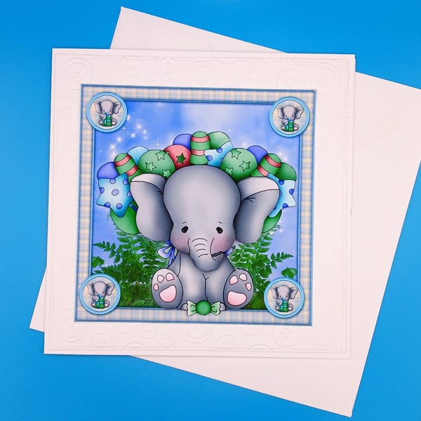 Children's Birthday Card, Boy, Handmade, DEcoupage