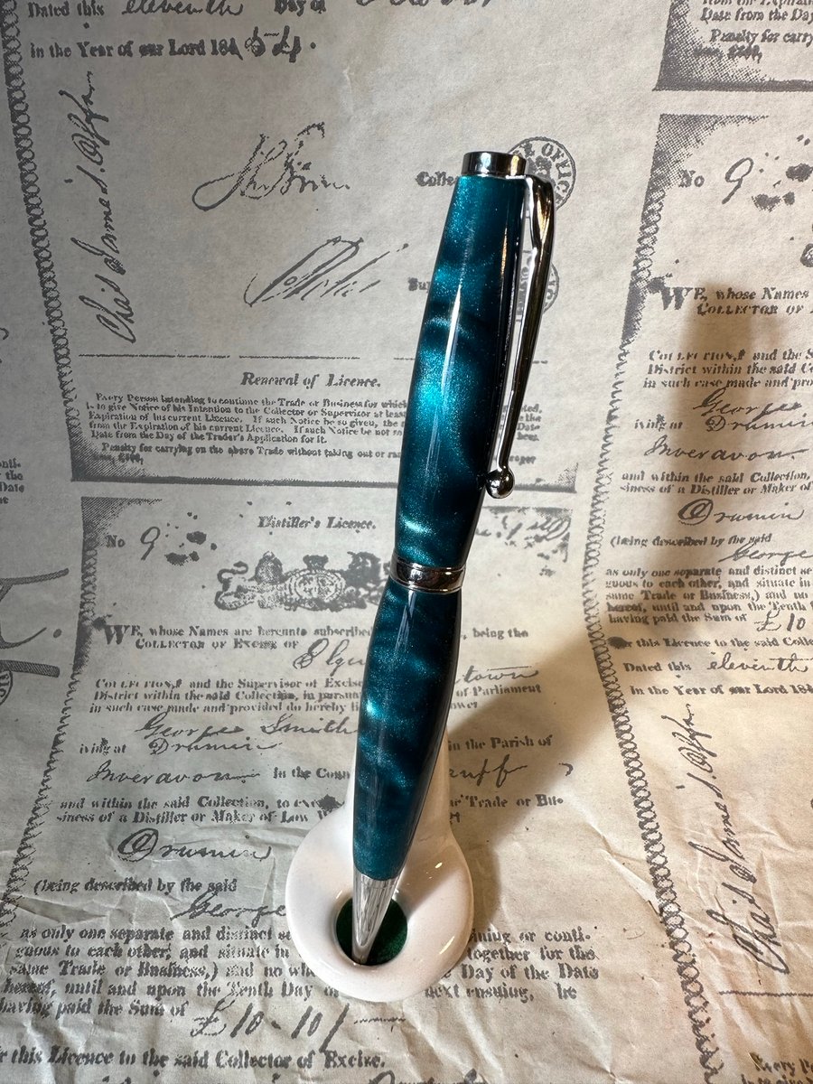 Azure Blue & Silver Acylic Ballpoint Pen