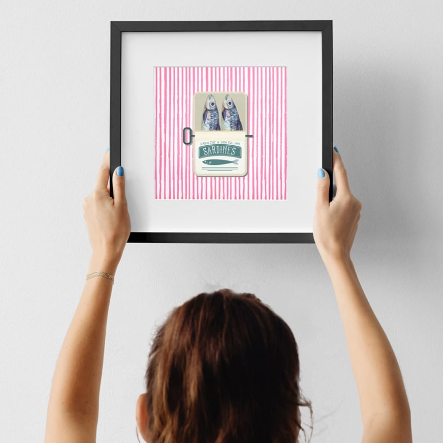 Sardines Personalised Print  - up to 6 sardines, 2 colour options