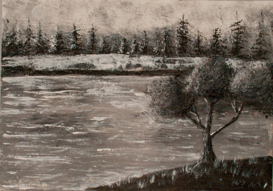 Original acrylic black and white painting