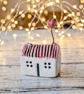 Miniature Clay House with Purple Door - Whimsical Tiny Cottage Cottagecore Gift