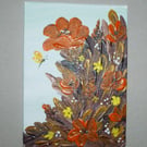 floral acrylic art original painting small format autumn ( ref FA 465 J1 )