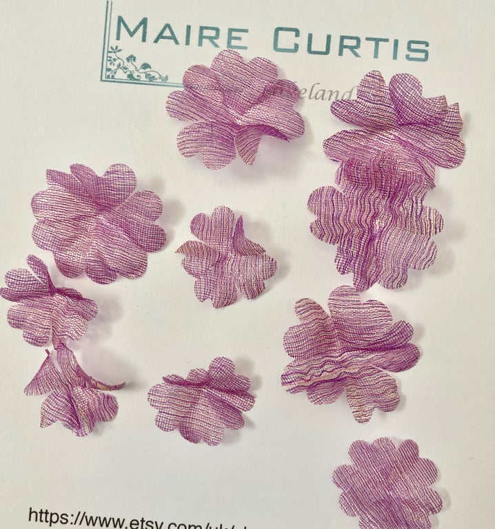 Metallic Silk Organza Violet Gold Silk Cherry Blossom Flowers