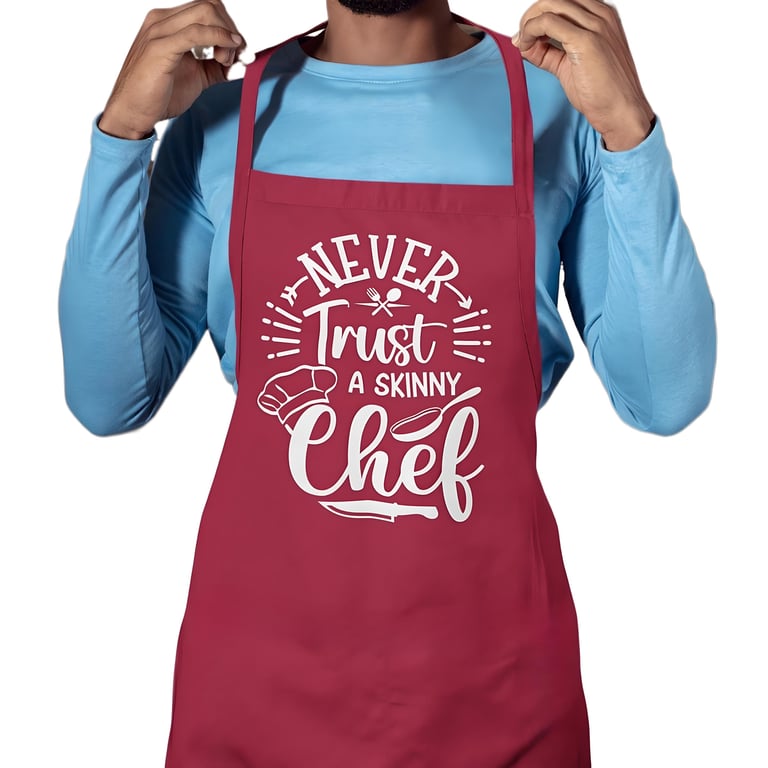 Funny Novelty Kitchen BBQ Apron Never Trust A Skinng Chef Apron