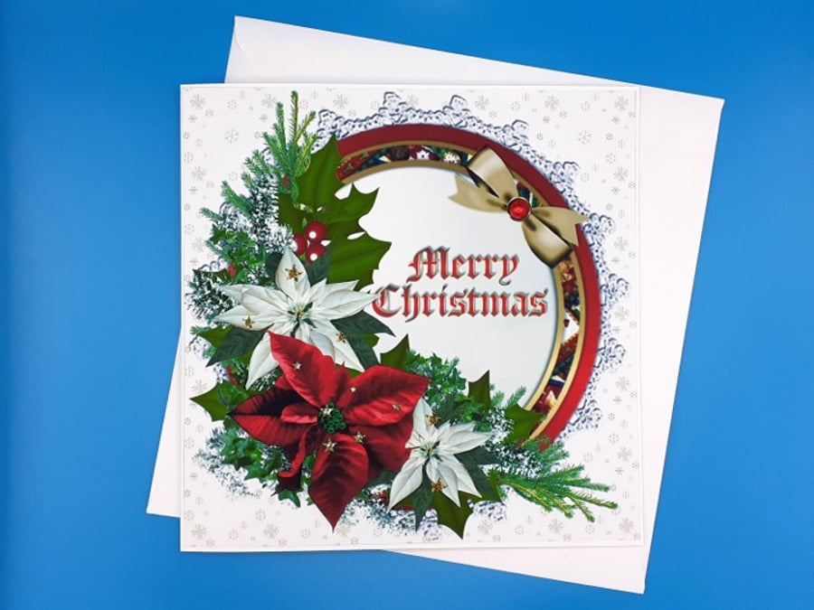 Large Christmas card, Decoupage, Handmade, Parents, Husband, Wife