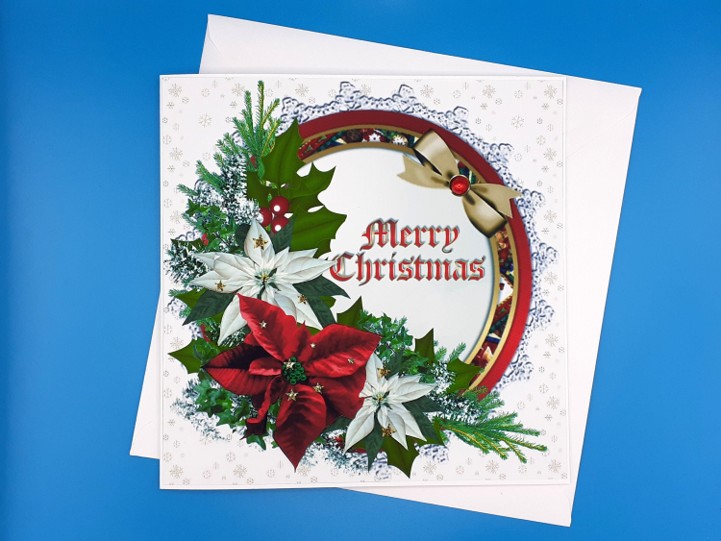 Large Christmas card, Decoupage, Handmade, Parents, Husband, Wife