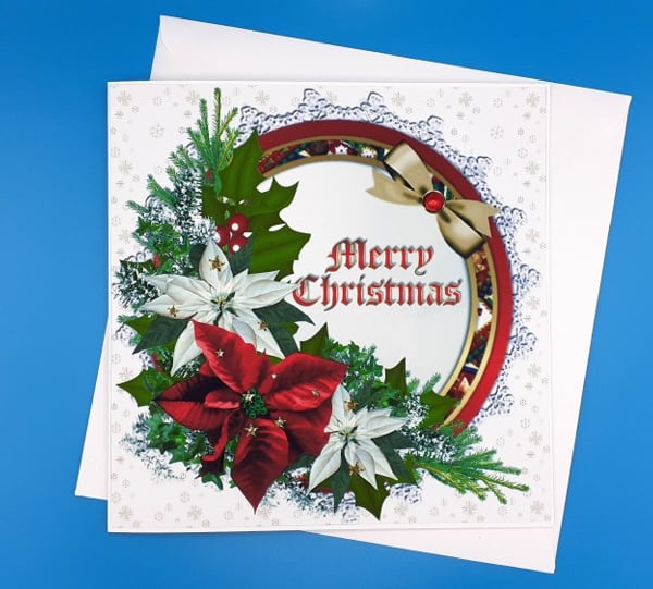 Large Christmas card, Decoupage, Handmade, Parents, Husband, Wife