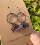 Vintage Crystal Earrings Dainty Hoops in Shades of Purple 
