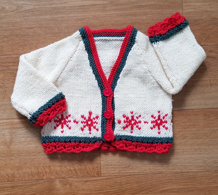 Christmas cardigan 0-6 months. custom order for Laura