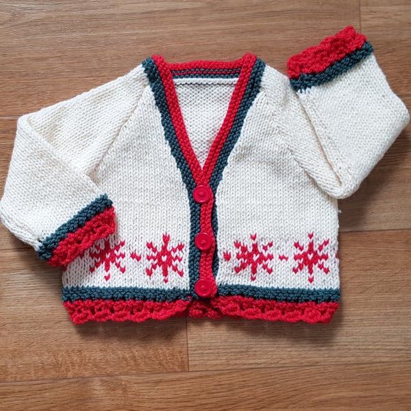 Christmas cardigan 0-6 months. custom order for Laura