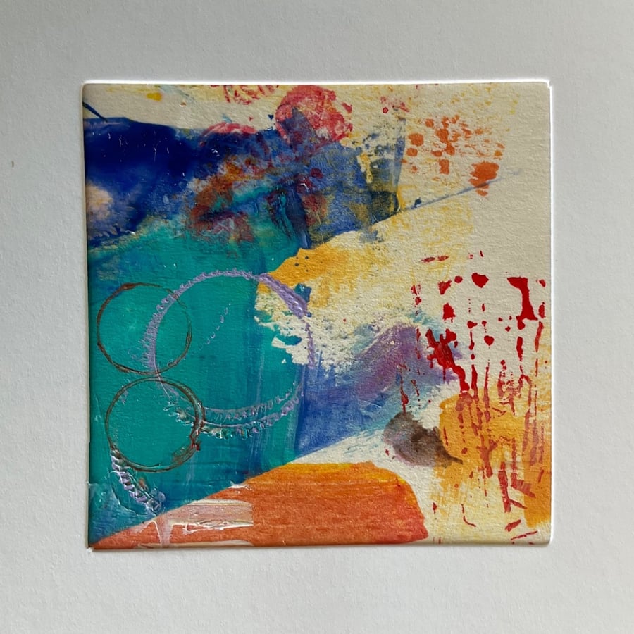 Original Painted Greetings Card, small artwork for framing.