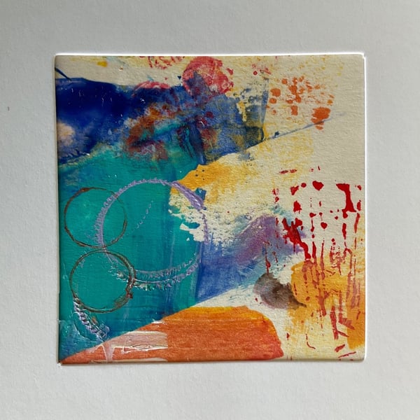 Original Painted Greetings Card, small artwork for framing.