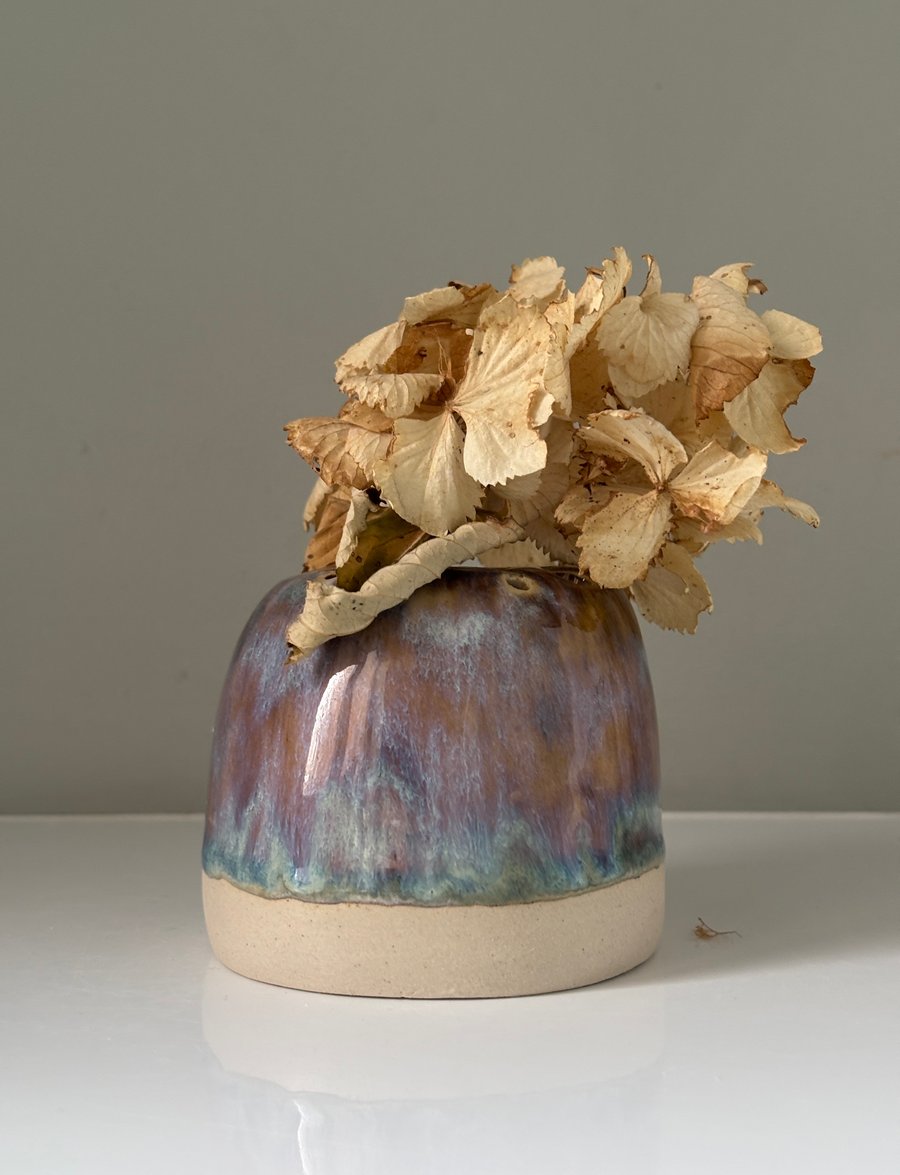 Handmade flower frog, ceramic Ikebana vase, vase for fresh or dried flowers