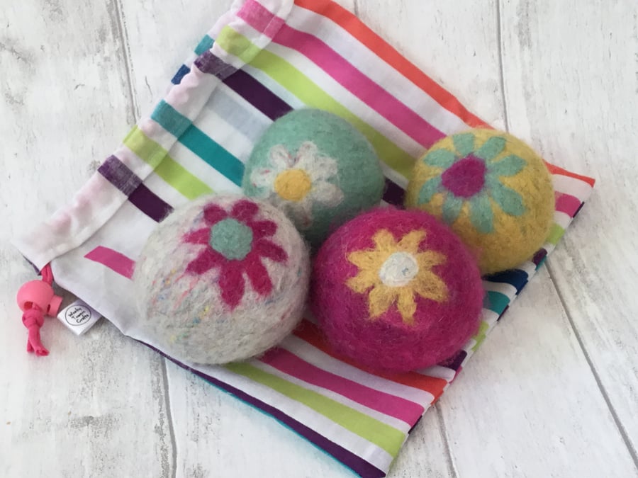 Wool Tumble Dryer Balls Daisies. Pastic free Folksy
