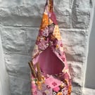 Pink Cotton Peg Bag, Lined Storage Bag for Pegs, handmade in Yorkshire