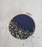 4 inch handmade beaded embroidery hoop with crystals - navy - Image 1