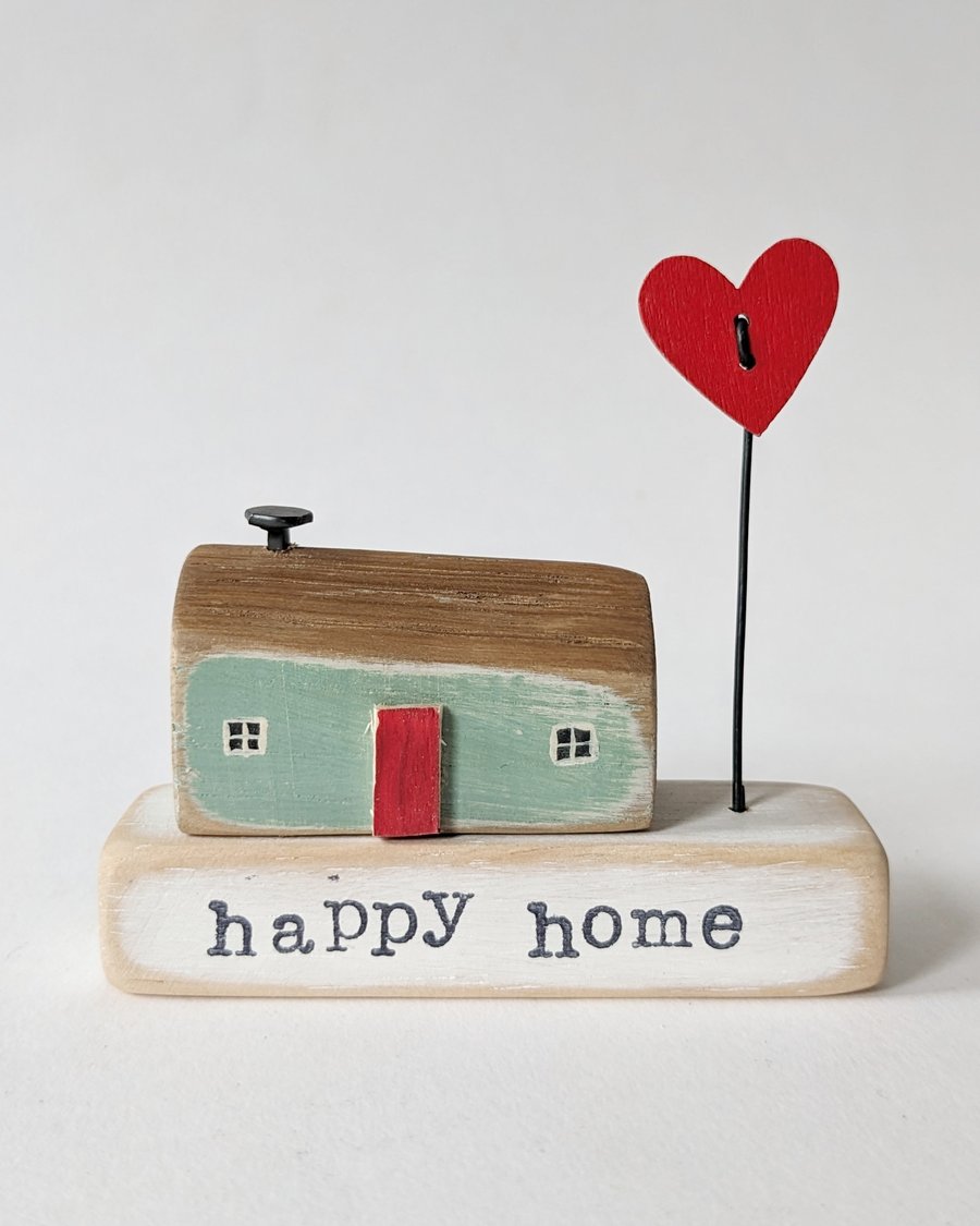 Little Wooden Handmade House and Base in a Bag - happy home 