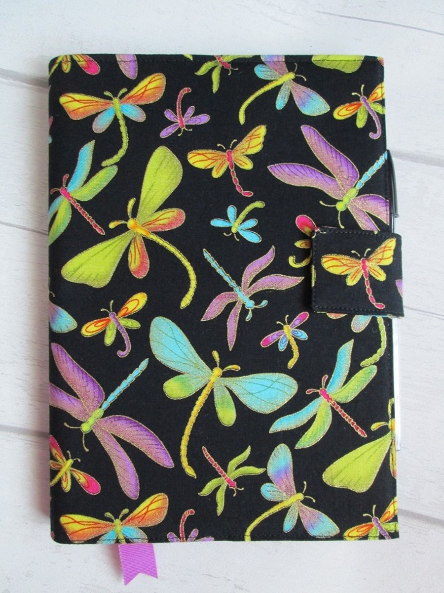 A5 Colourful Dragonflies Reusable Notebook Cover