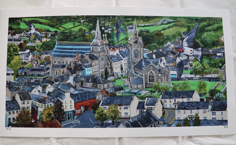 Large Limited Edition Giclee Print of Enniskillen inspired by The Happy Prince 