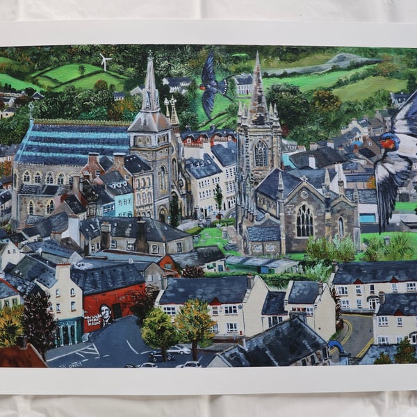 Large Limited Edition Giclee Print of Enniskillen inspired by The Happy Prince 