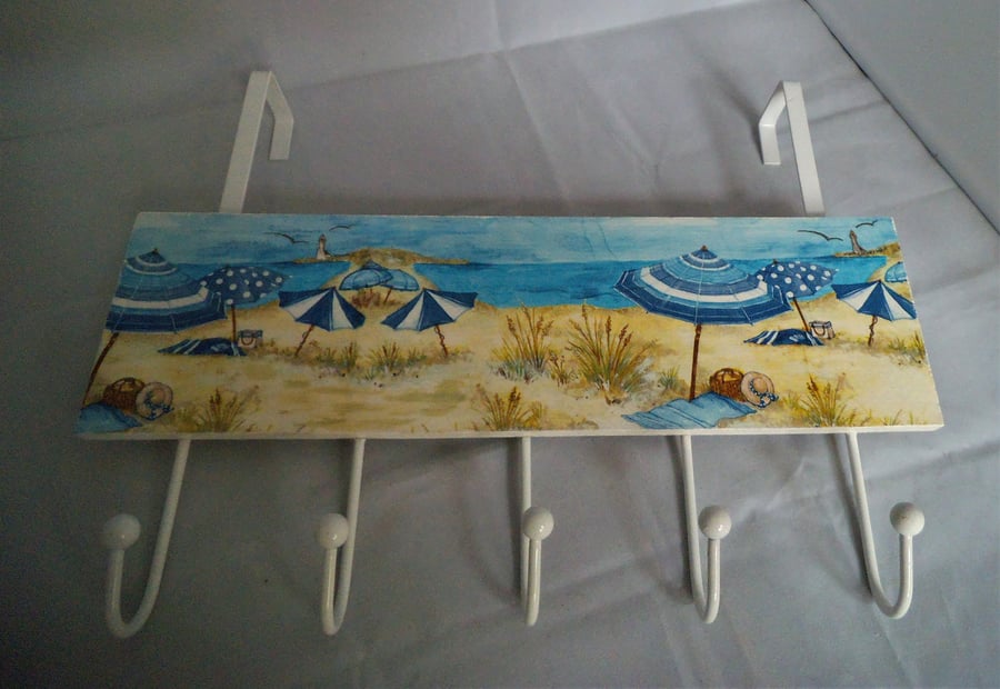 Decorated Over door Hanger Hooks Seaside Beach Umbrellas Unusual