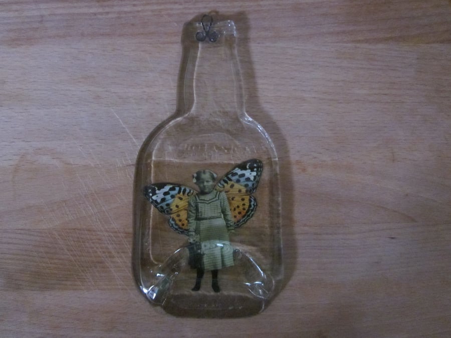 Fairy in a glass bottle - tortoiseshell wings