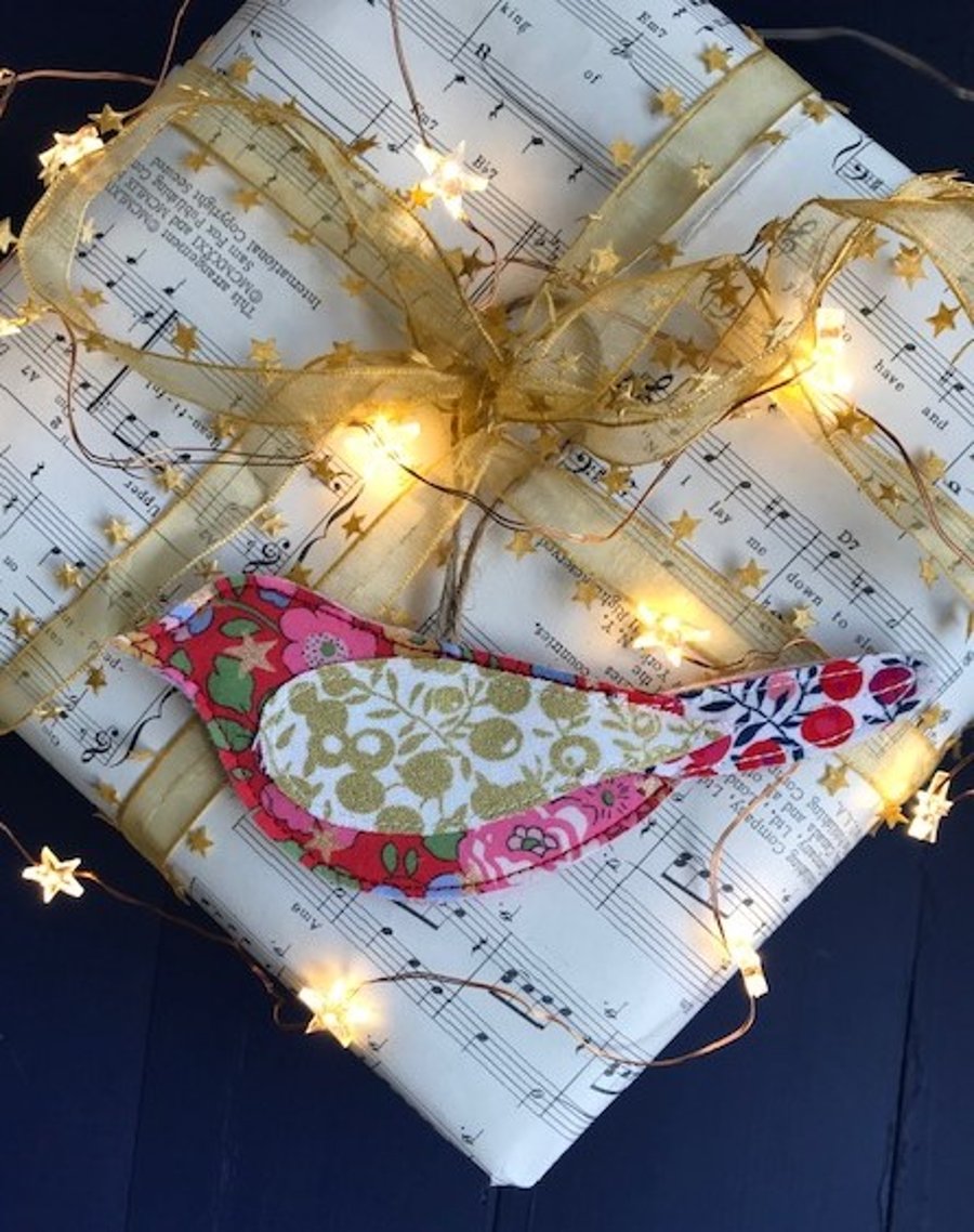 Liberty Stars and Berries fabric hanging bird trio decorations