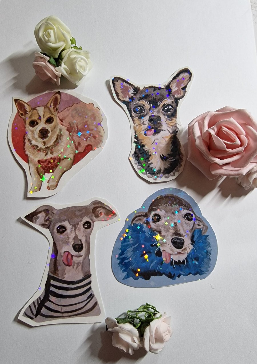 Dog holograhpic vinyl stickers