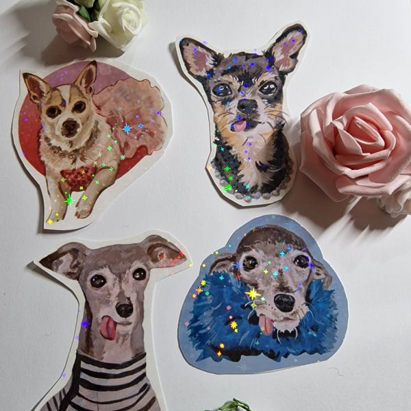Dog holograhpic vinyl stickers