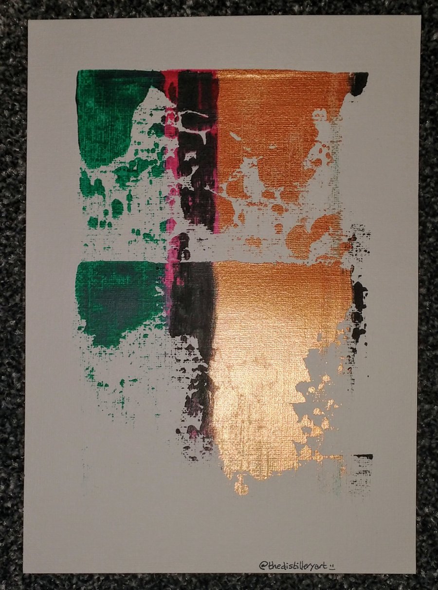 A5 Abstract Acrylic Pull Painting