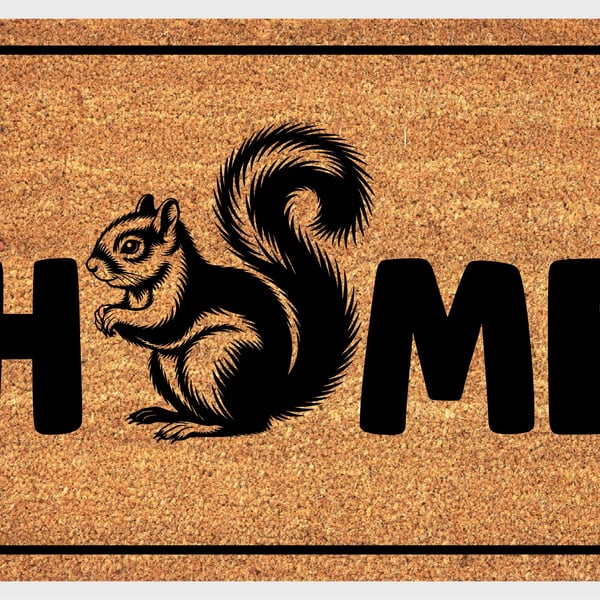 Squirrel Home Door Mat No.4 - Squirrel Welcome Mat - 3 Sizes