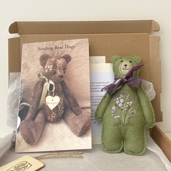 Sending bear hugs teddy bear letterbox gift, bear post box gift, card