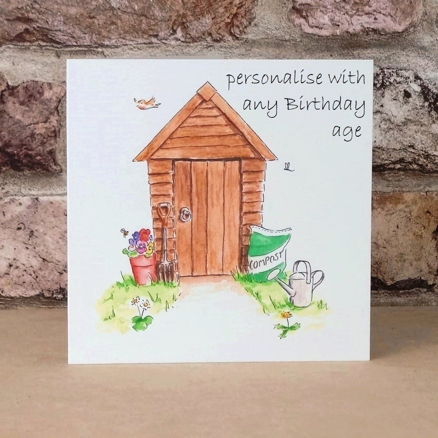 Birthday Card Garden Shed - Personalised with any age