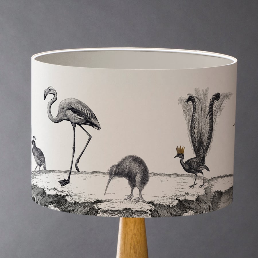 Birds Night Out Hand Gilded Lampshade