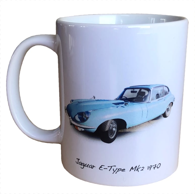 Jaguar E-Type Mk2 1970  Coupe - 11oz Ceramic Mug - Gift for Jag fan