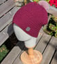 Red Crochet Beanie Hat with decorative flower design  - Image 2