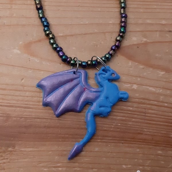 Blue Dragon Pendant Necklace