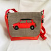 Classic Mini Cooper Messenger Bag, Retro Crossbody Bag, Unique Custom Bag.